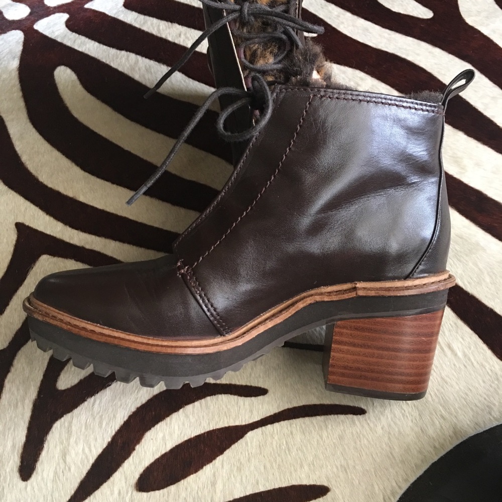 Anthro Kelsi Dagger Brown Leopard Fur Hiking Boot - Picture 4 of 8